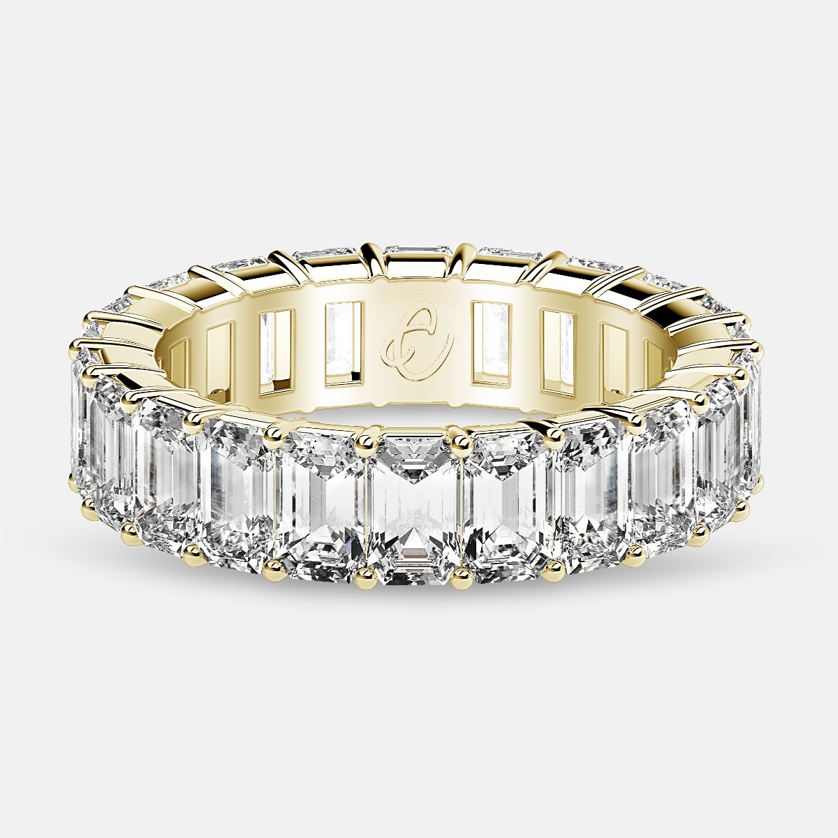Classic Eternity Ring with Emerald Cut Diamonds in 18k Yellow Gold