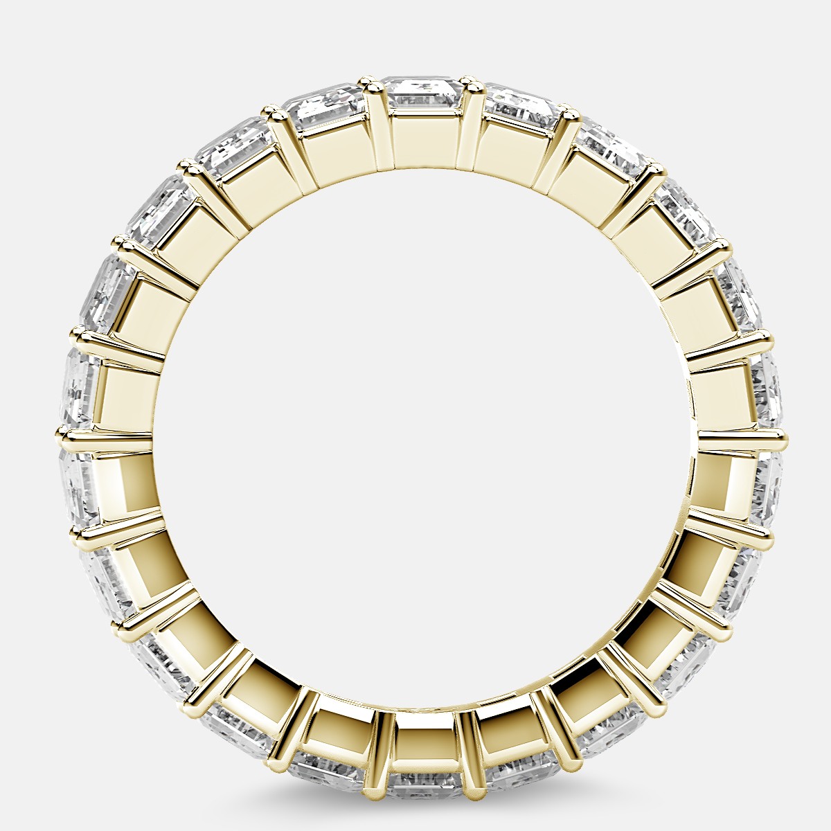 Classic Eternity Ring with Emerald Cut Diamonds in 18k Yellow Gold