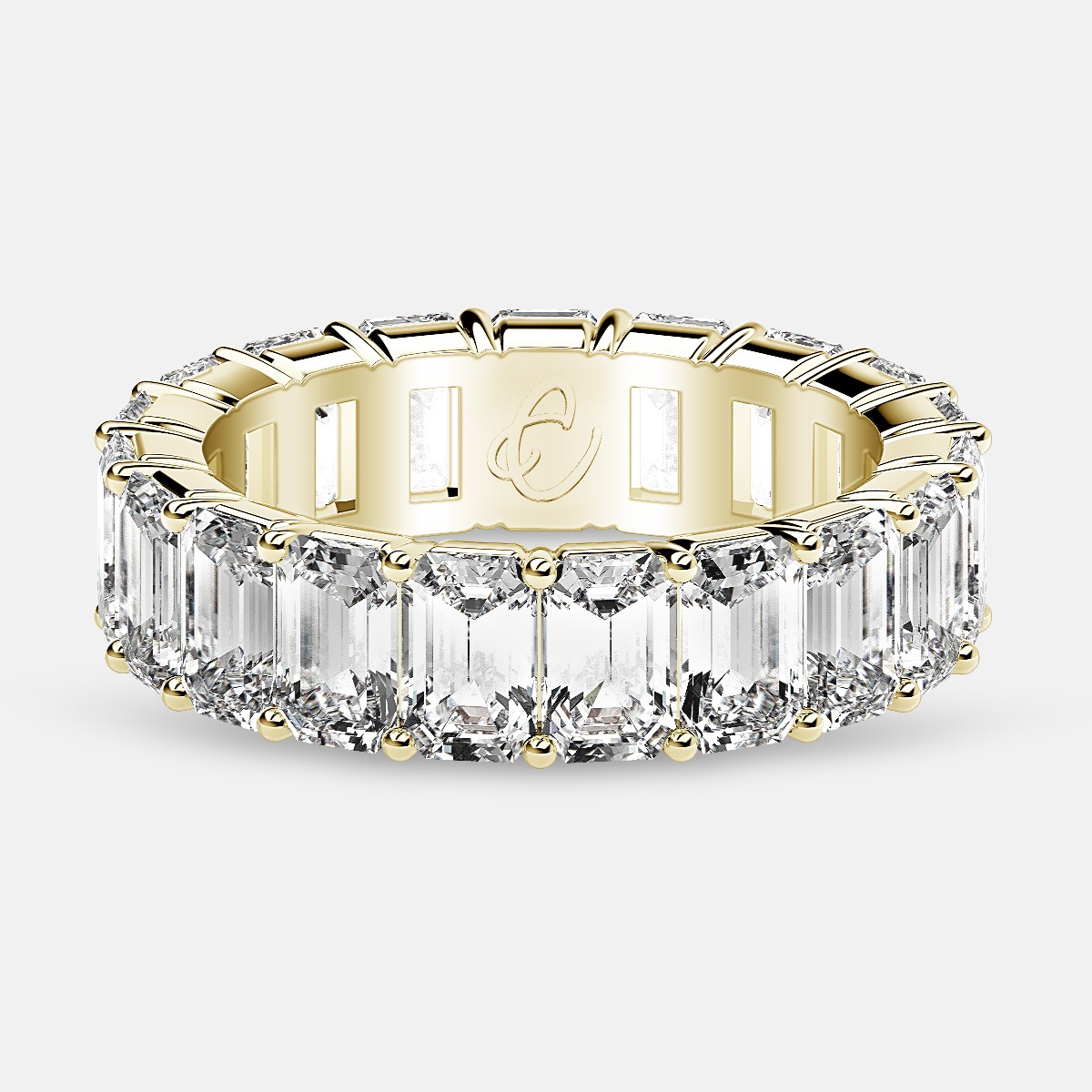 Classic Eternity Ring with Emerald Cut Diamonds in 18k Yellow Gold