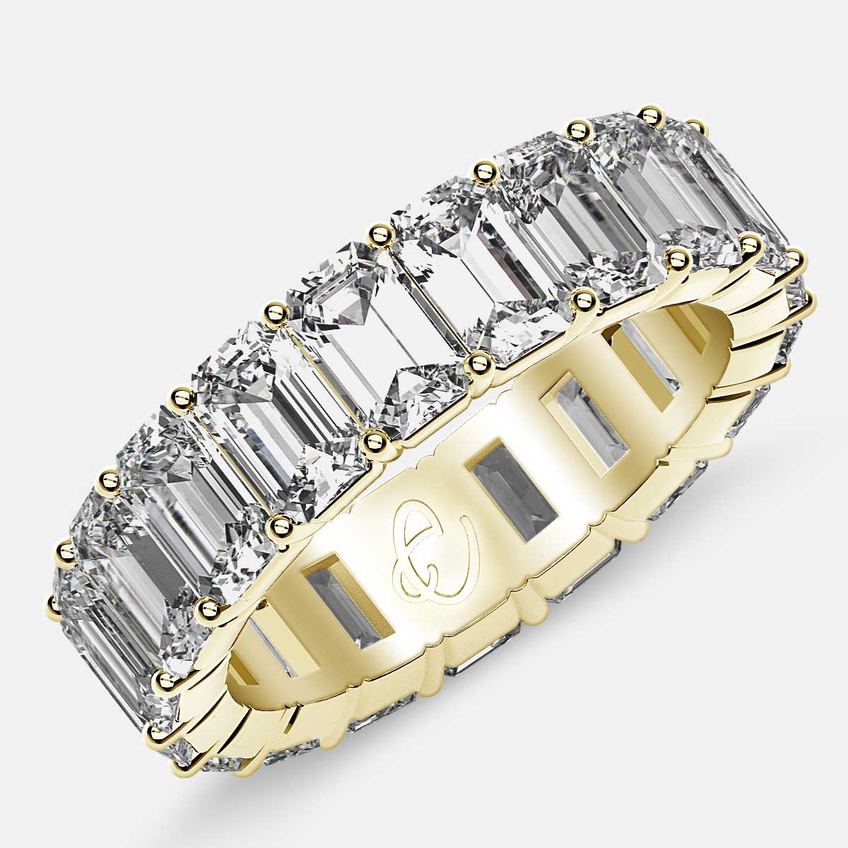 Classic Eternity Ring with Emerald Cut Diamonds in 18k Yellow Gold