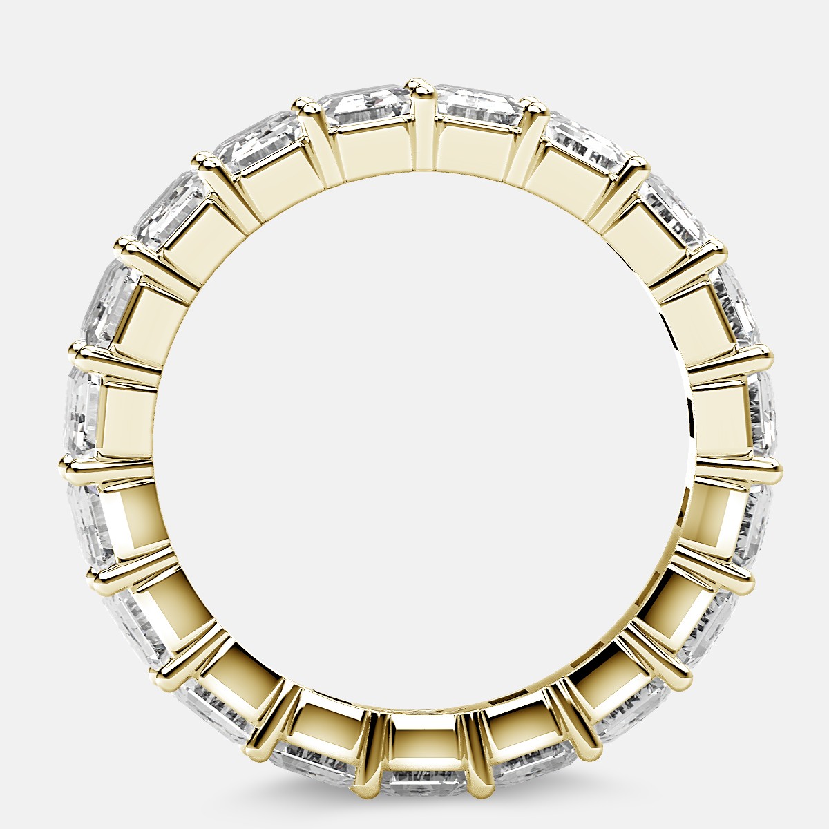 Classic Eternity Ring with Emerald Cut Diamonds in 18k Yellow Gold