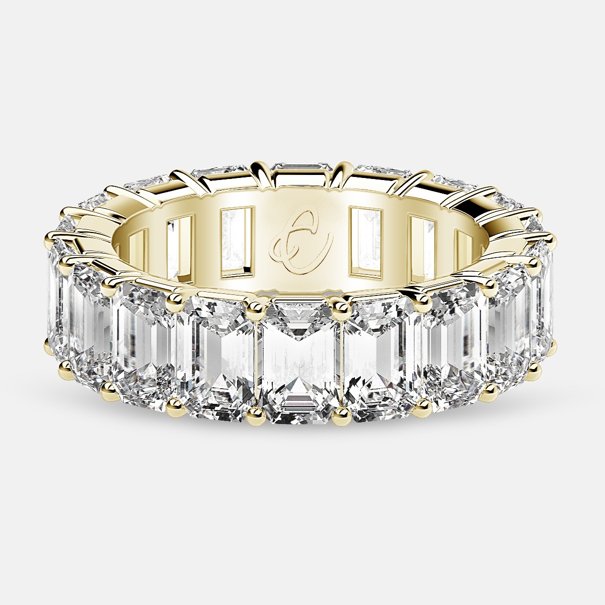 Classic Eternity Ring with Emerald Cut Diamonds in 18k Yellow Gold