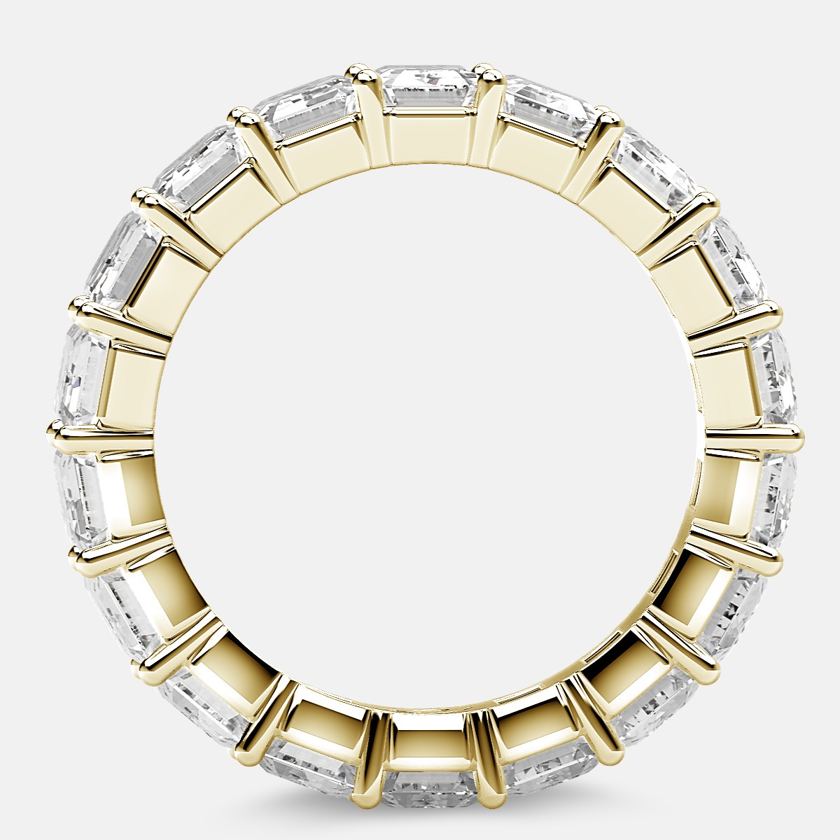 Classic Eternity Ring with Emerald Cut Diamonds in 18k Yellow Gold