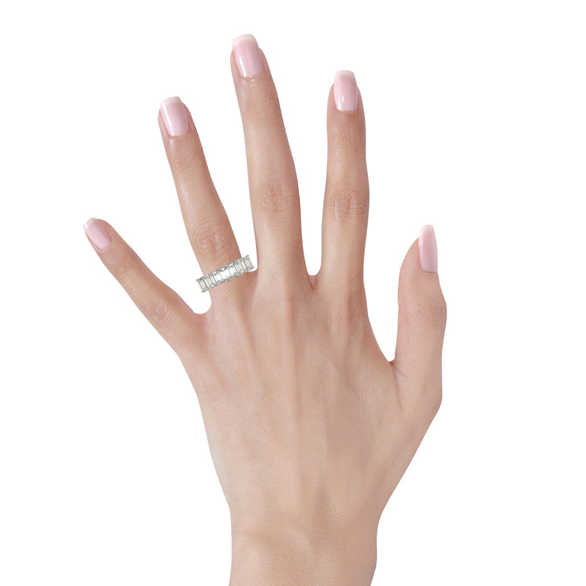 Classic Eternity Ring with Emerald Cut Diamonds in Platinum