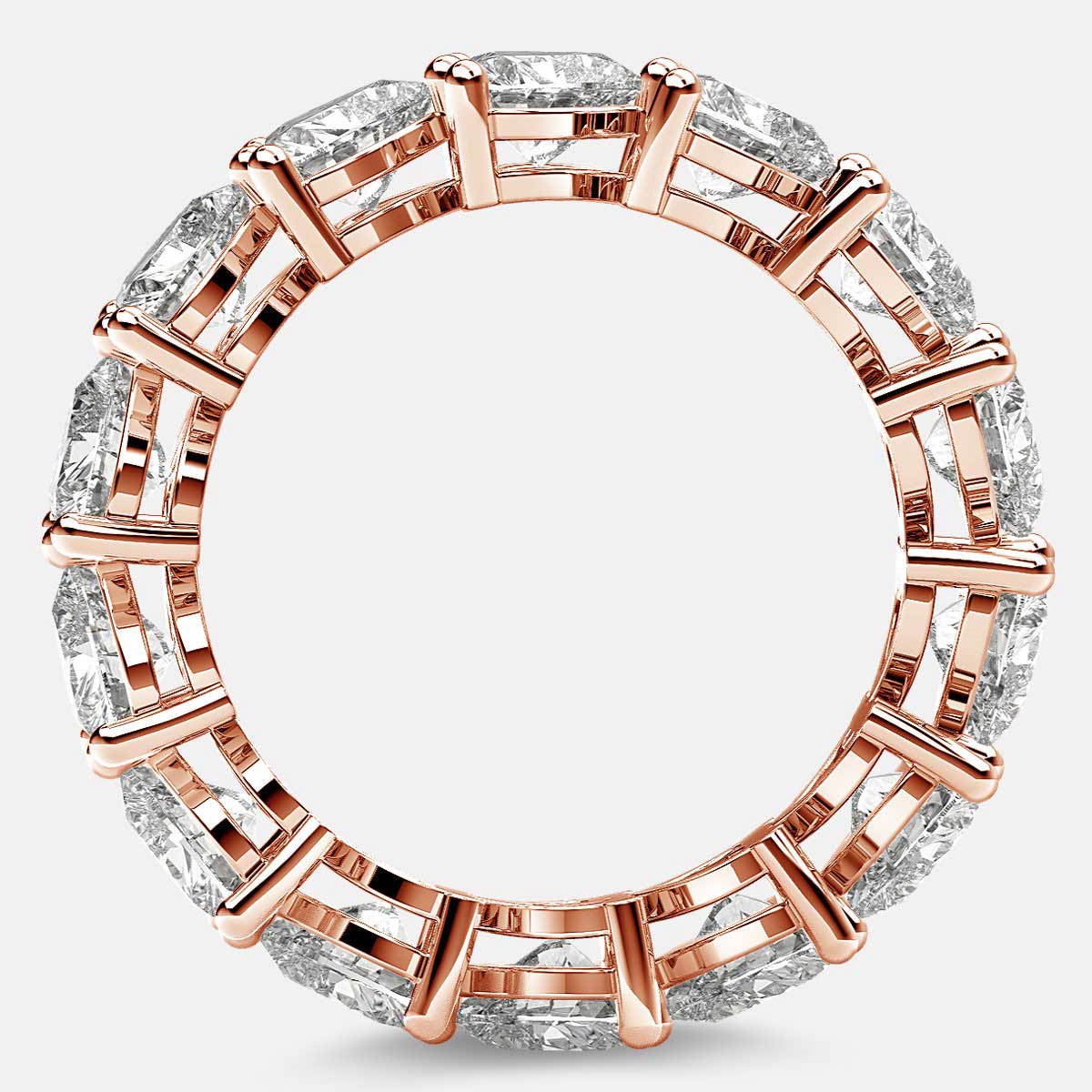 Eternity Ring with Prong Set Heart Shaped Diamonds in 18k Rose Gold