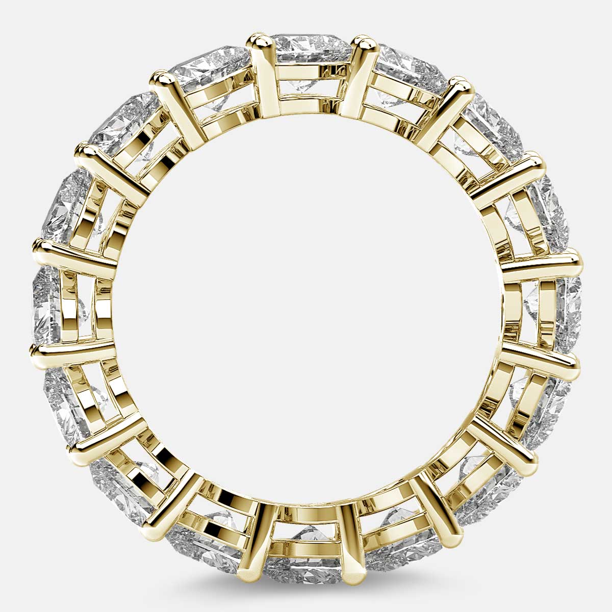 Eternity Ring with Prong Set Heart Shaped Diamonds in 18k Yellow Gold