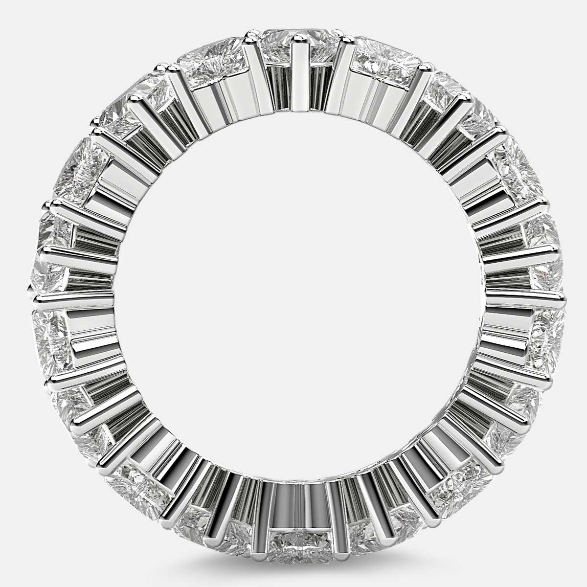 Prong Set Eternity Ring with Heart Shaped Diamonds in Platinum
