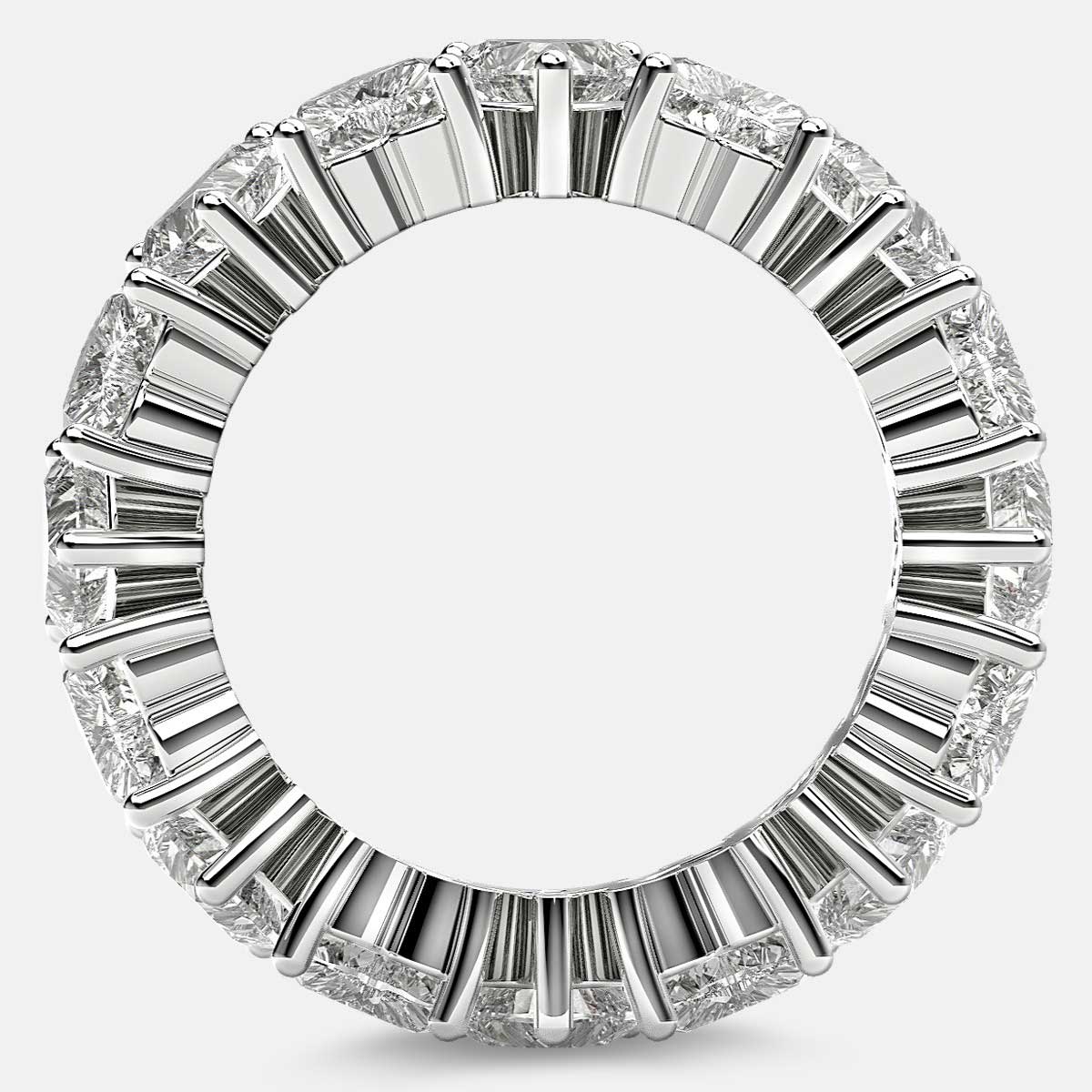 Prong Set Eternity Ring with Heart Shaped Diamonds in Platinum