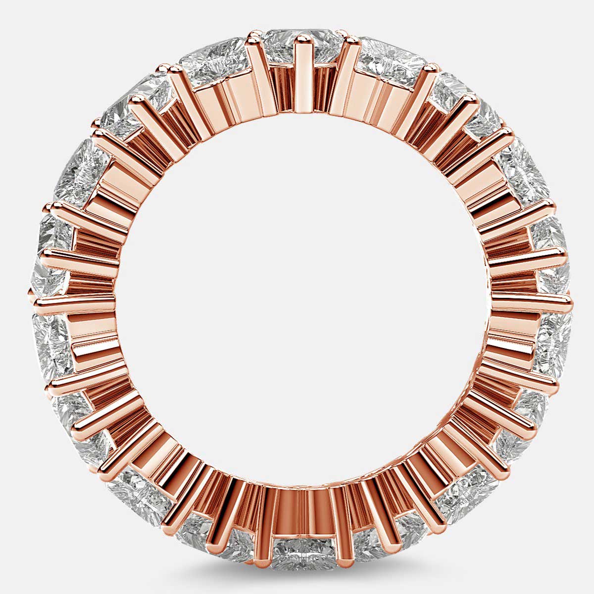 Prong Set Eternity Ring with Heart Shaped Diamonds in 18k Rose Gold