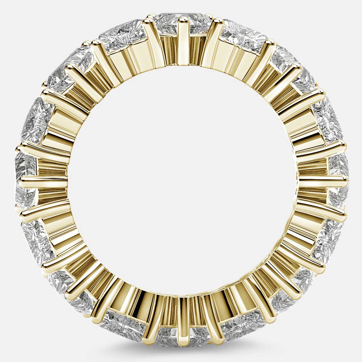 Prong Set Eternity Ring with Heart Shaped Diamonds in 18k Yellow Gold