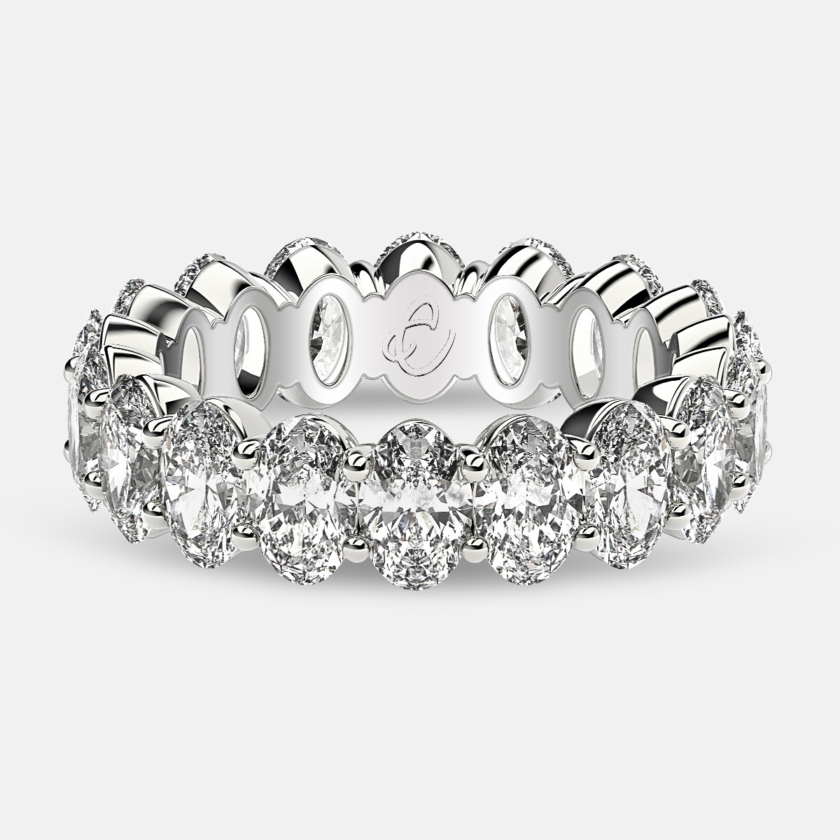 Prong Set Eternity Ring with Oval Diamonds in Platinum