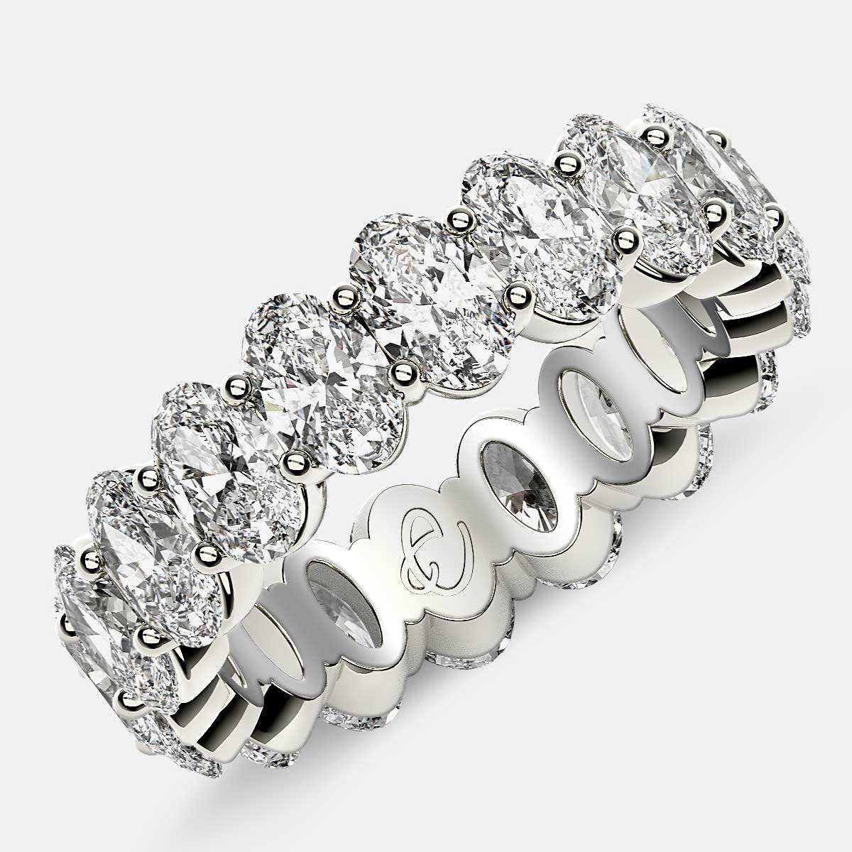 Prong Set Eternity Ring with Oval Diamonds in Platinum