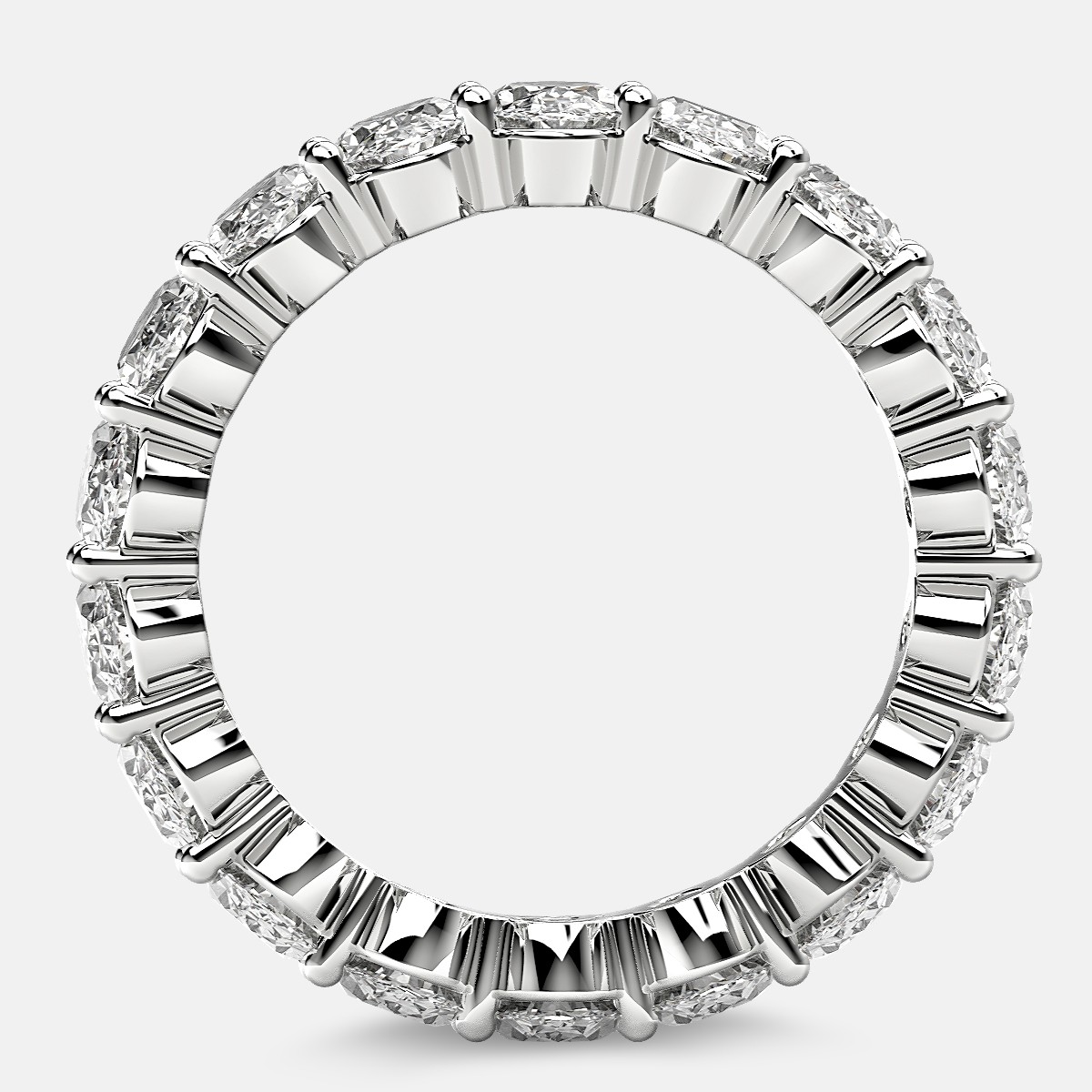 Prong Set Eternity Ring with Oval Diamonds in Platinum