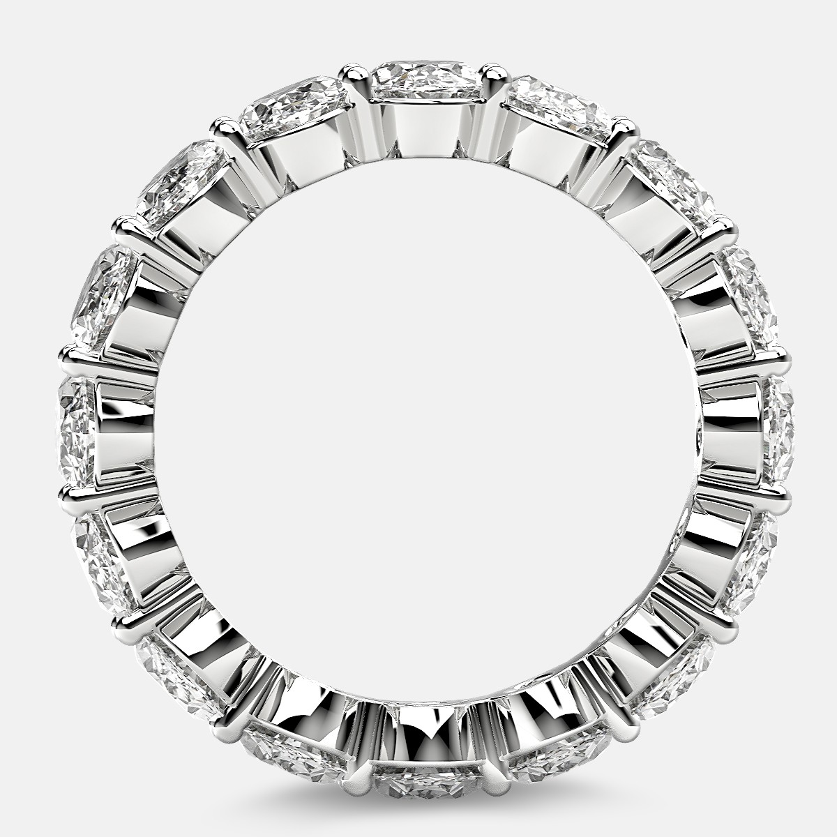 Prong Set Eternity Ring with Oval Diamonds in Platinum