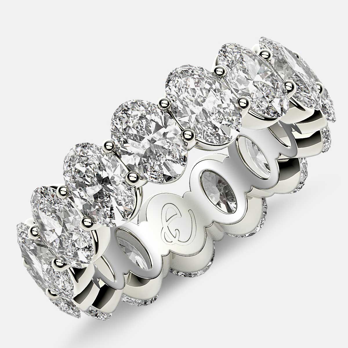 Prong Set Eternity Ring with Oval Diamonds in Platinum