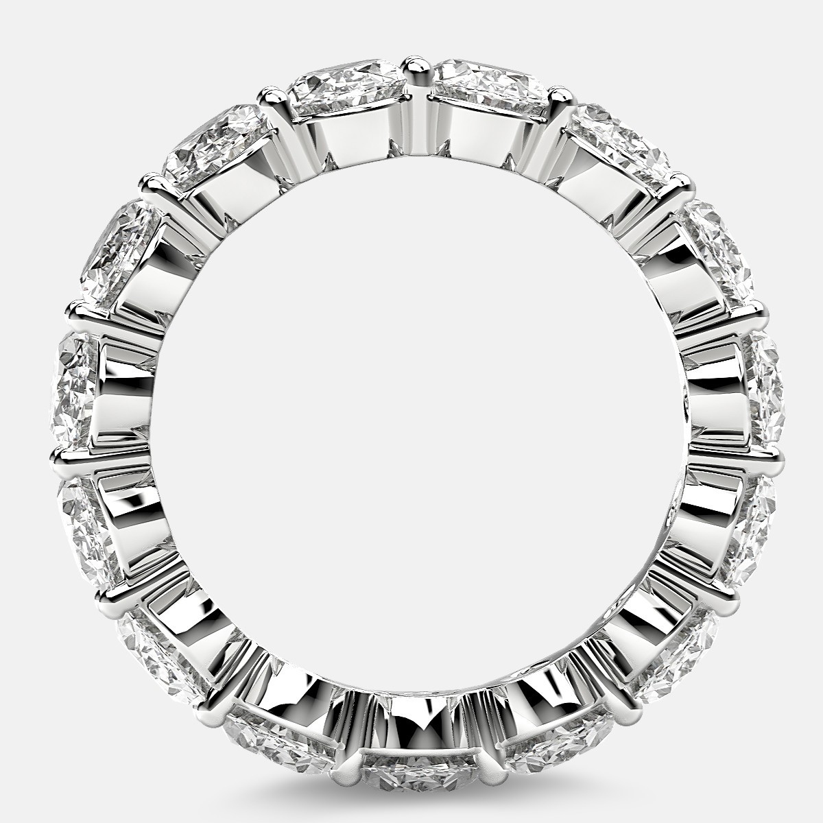 Prong Set Eternity Ring with Oval Diamonds in Platinum