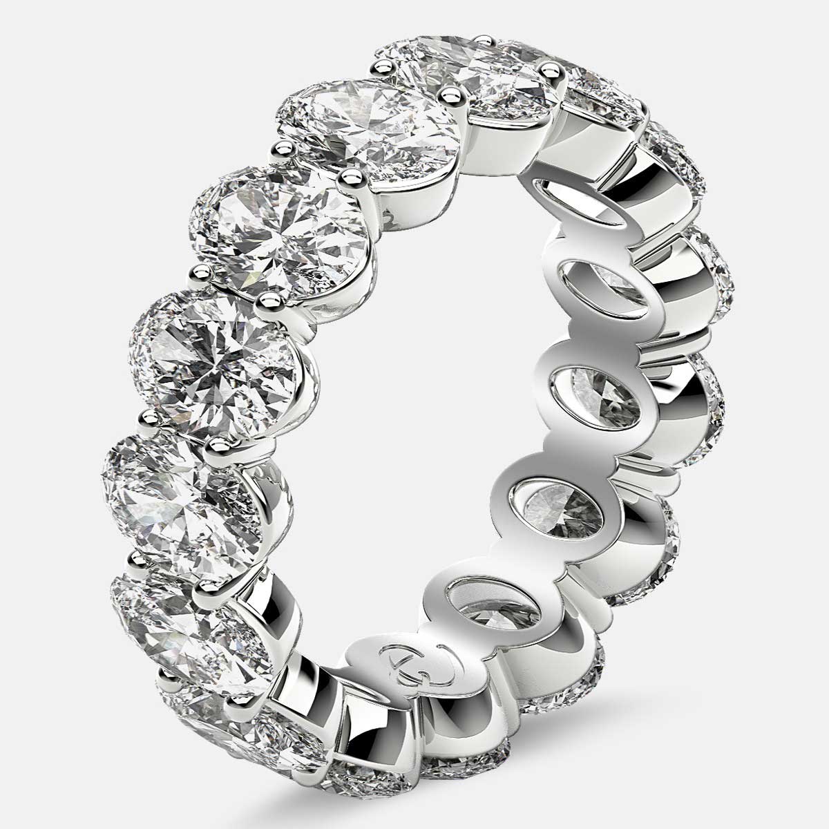 Prong Set Eternity Ring with Oval Diamonds in Platinum