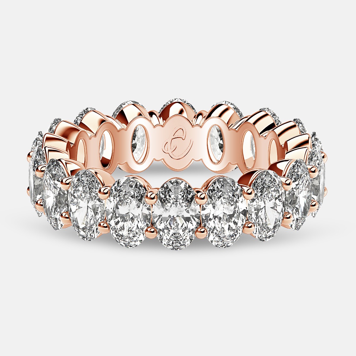 Prong Set Eternity Ring with Oval Diamonds in 18k Rose Gold