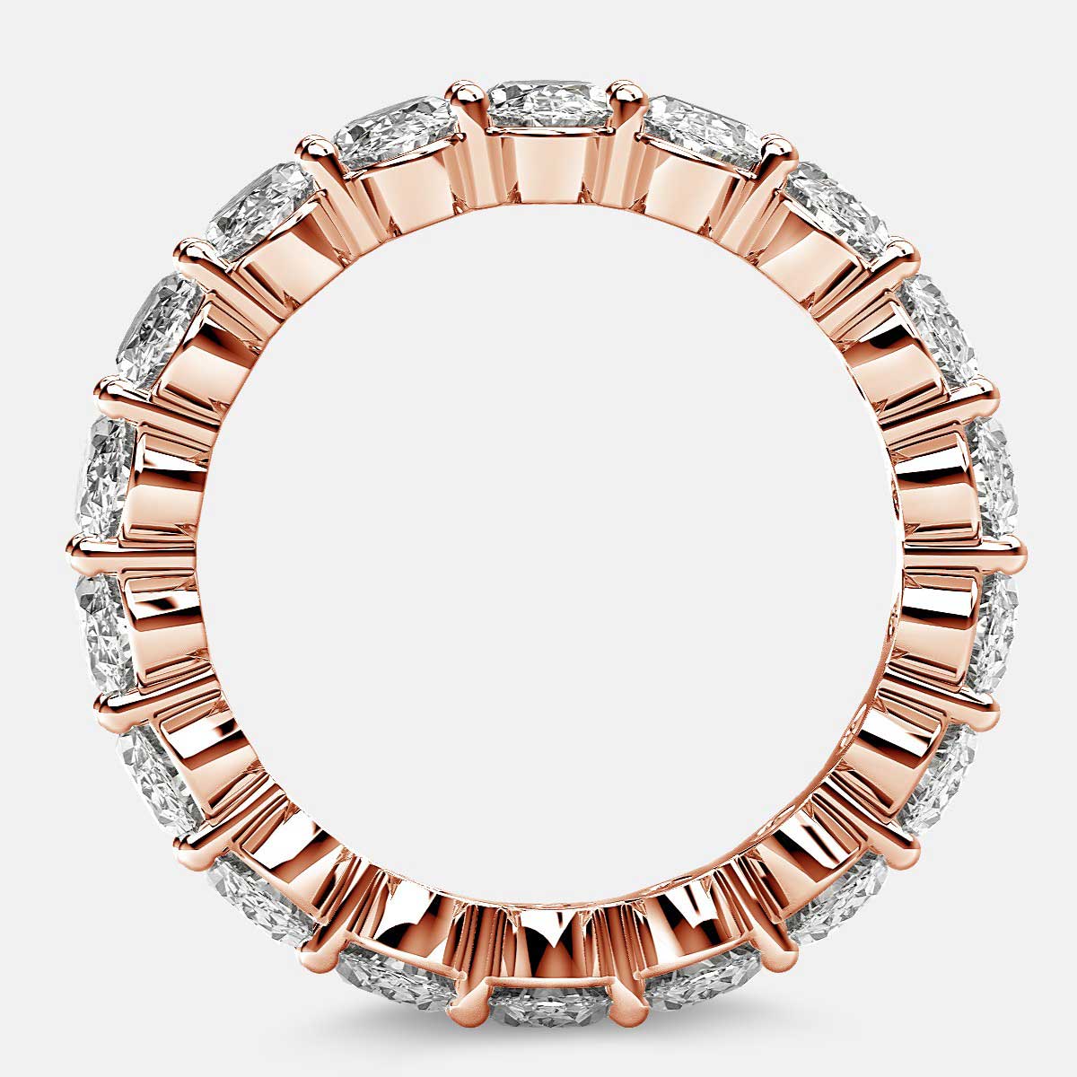 Prong Set Eternity Ring with Oval Diamonds in 18k Rose Gold