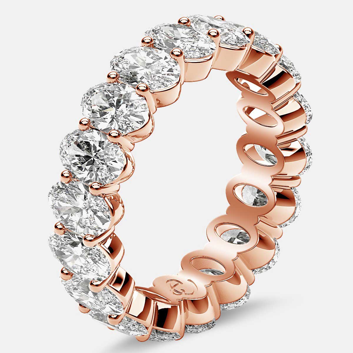 Prong Set Eternity Ring with Oval Diamonds in 18k Rose Gold