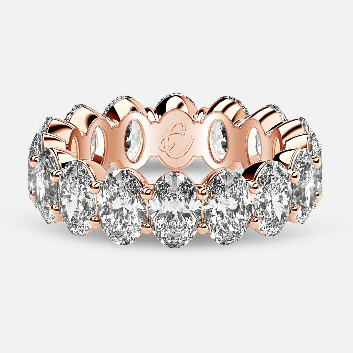 Prong Set Eternity Ring with Oval Diamonds in 18k Rose Gold