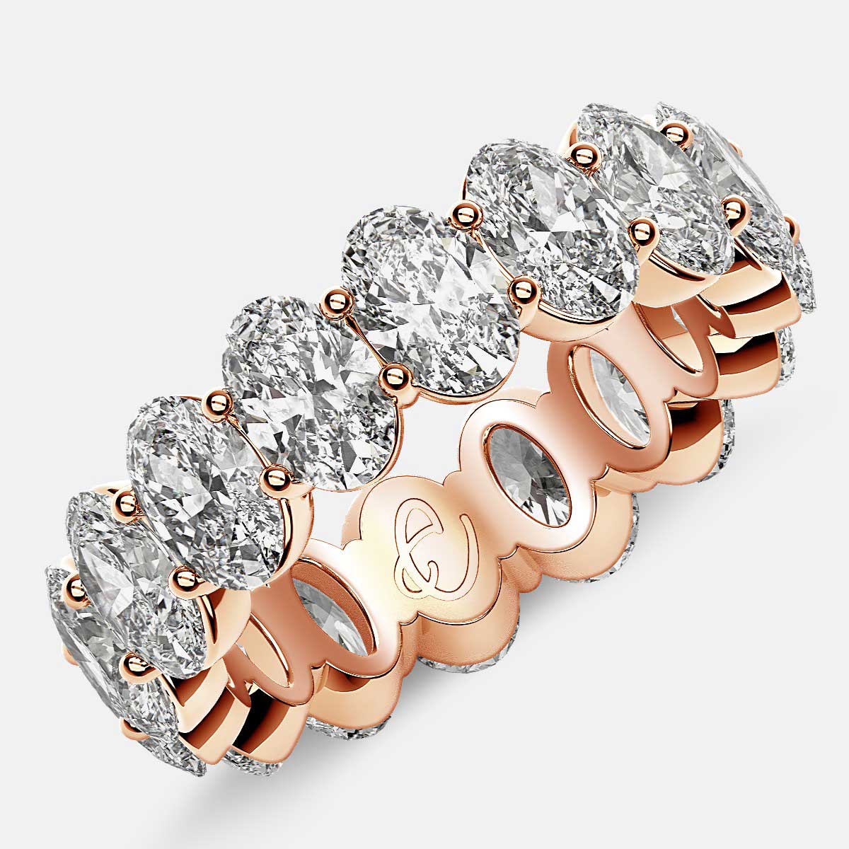 Prong Set Eternity Ring with Oval Diamonds in 18k Rose Gold