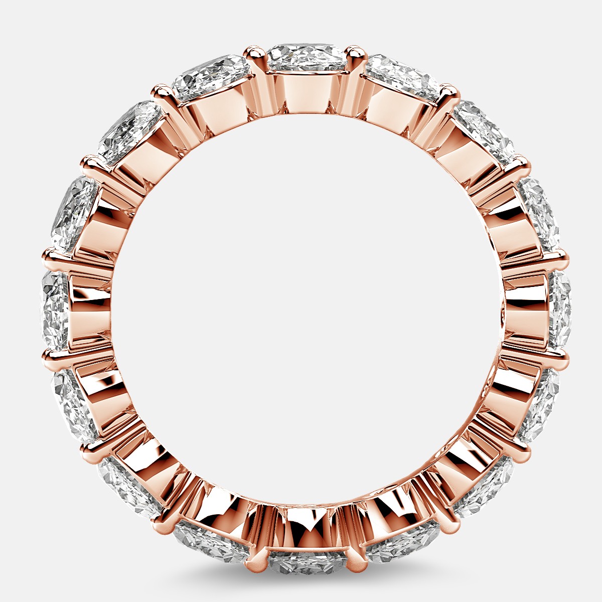 Prong Set Eternity Ring with Oval Diamonds in 18k Rose Gold