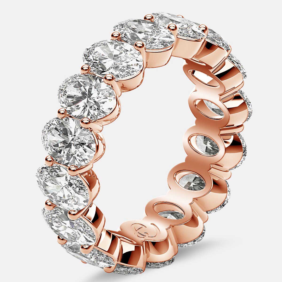 Prong Set Eternity Ring with Oval Diamonds in 18k Rose Gold