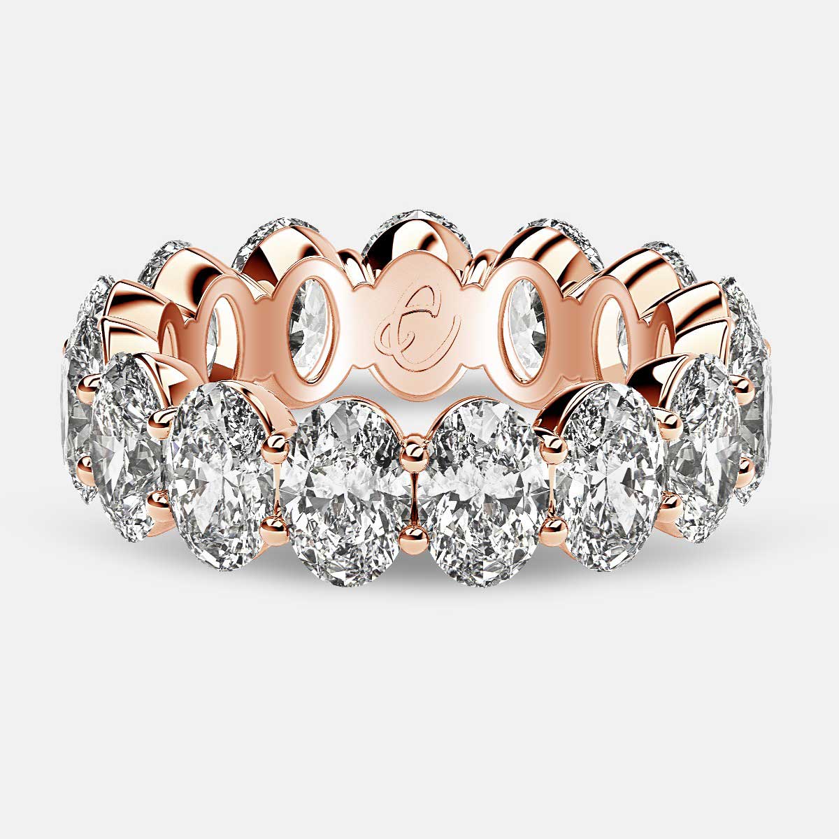 Prong Set Eternity Ring with Oval Diamonds in 18k Rose Gold