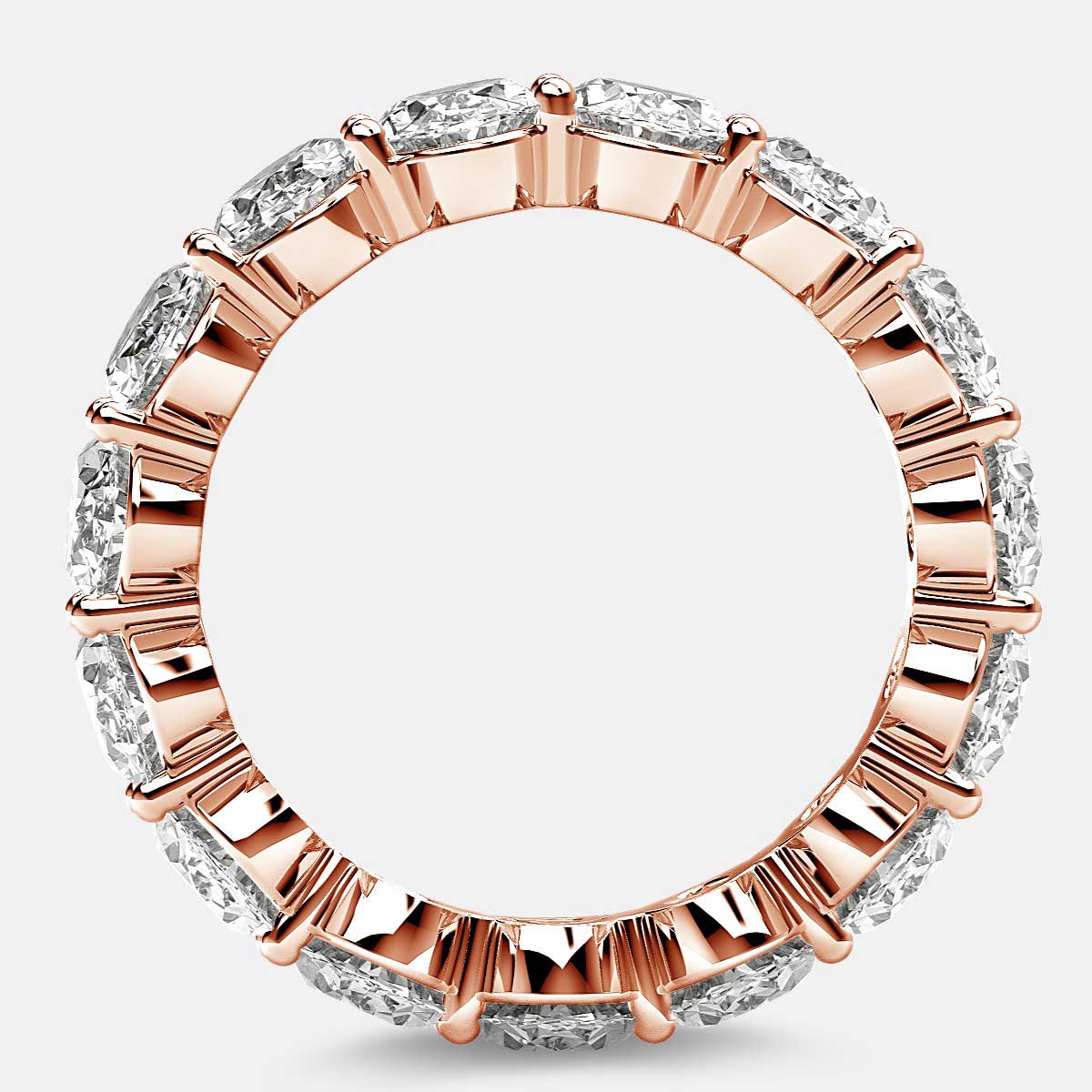 Prong Set Eternity Ring with Oval Diamonds in 18k Rose Gold