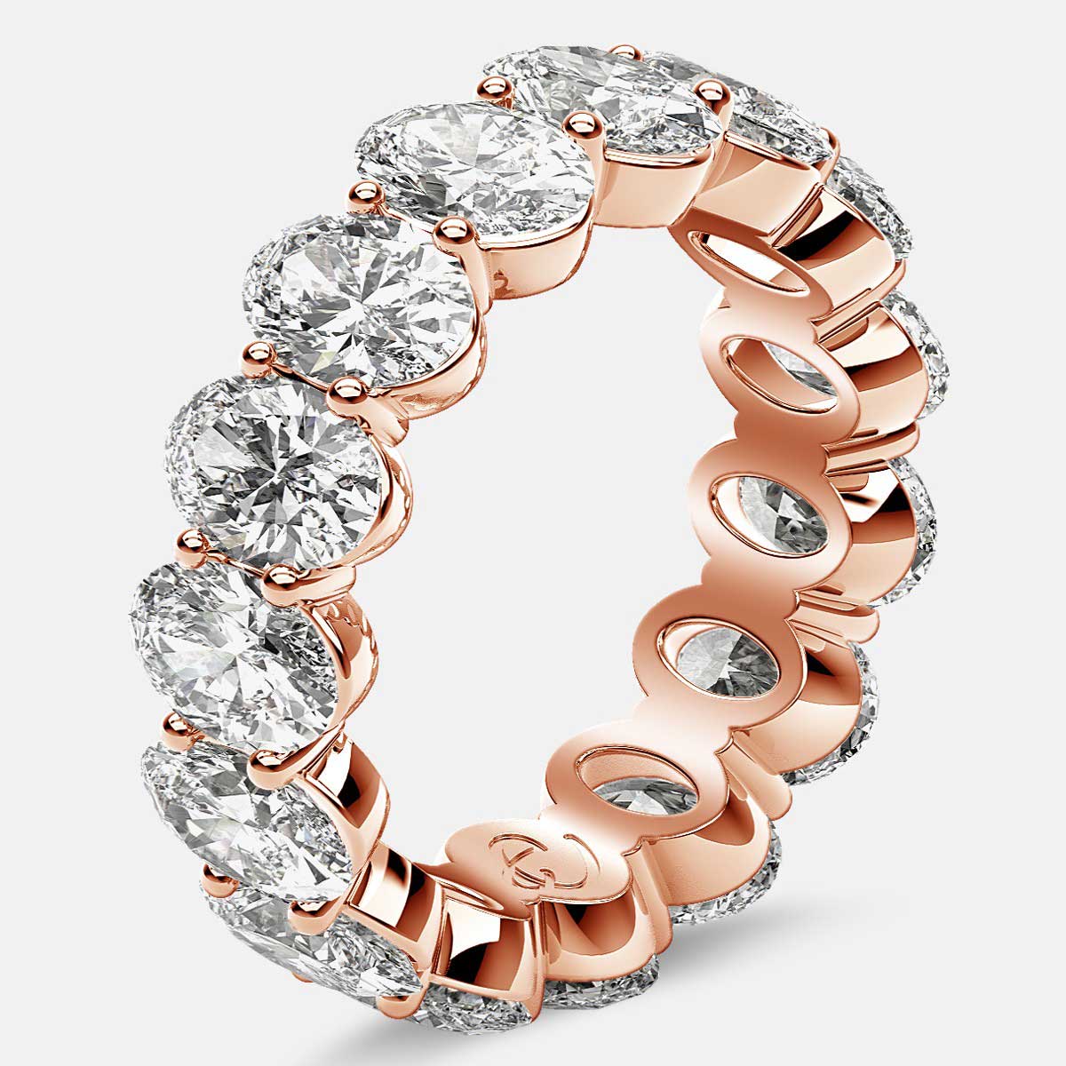 Prong Set Eternity Ring with Oval Diamonds in 18k Rose Gold