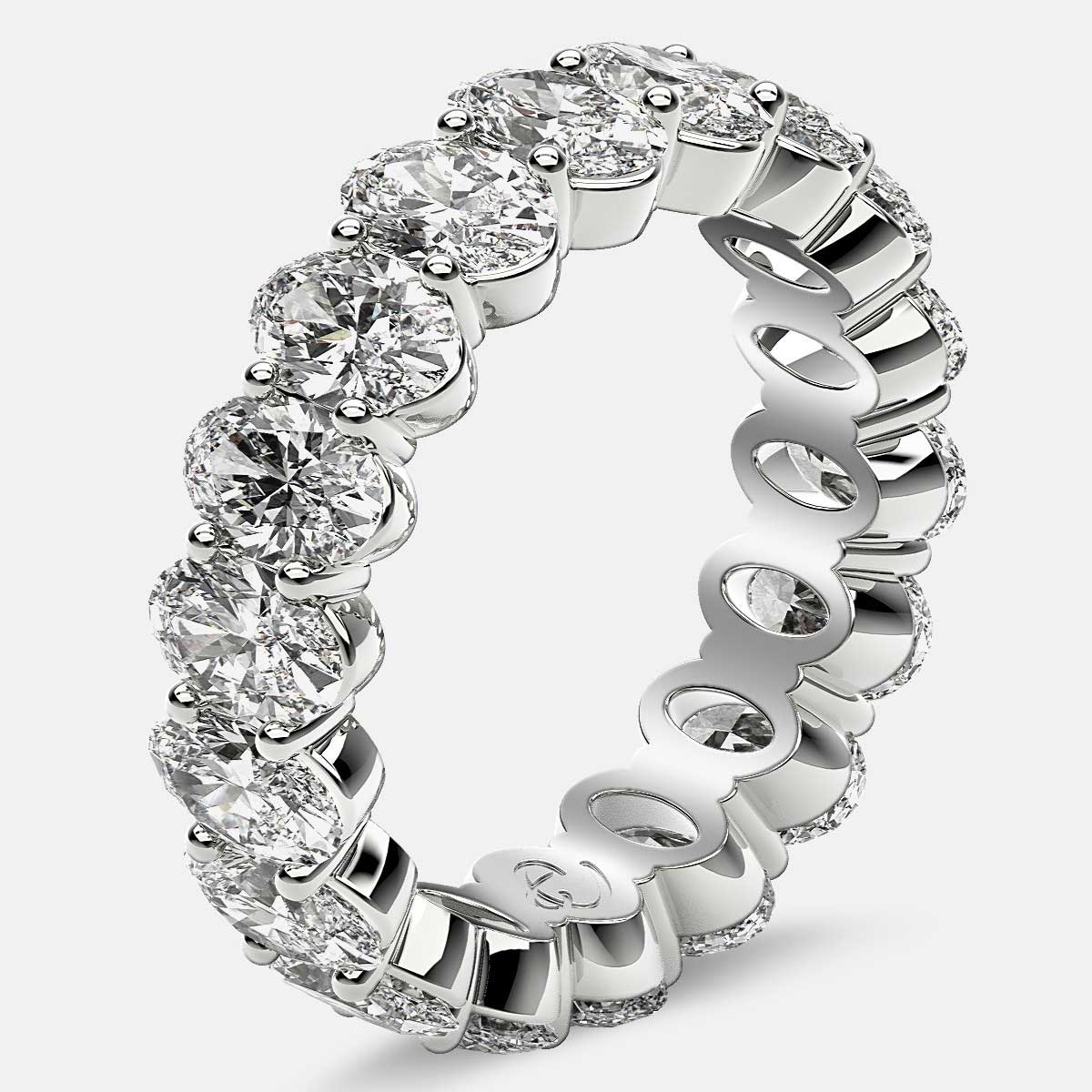 Prong Set Eternity Ring with Oval Diamonds in 18k White Gold