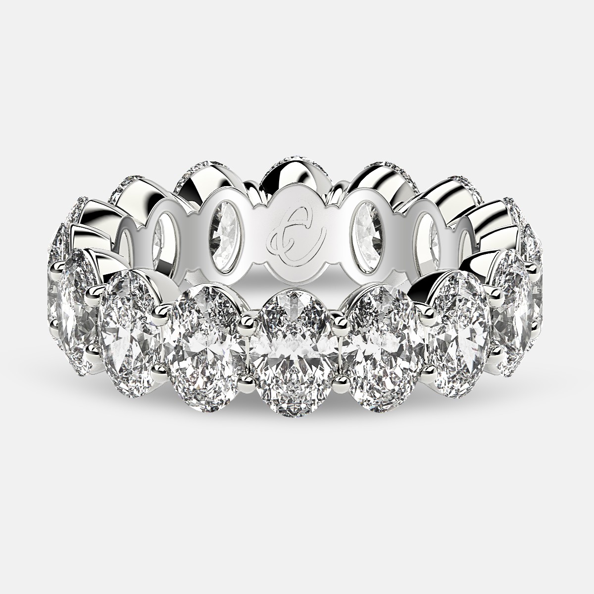 Prong Set Eternity Ring with Oval Diamonds in 18k White Gold
