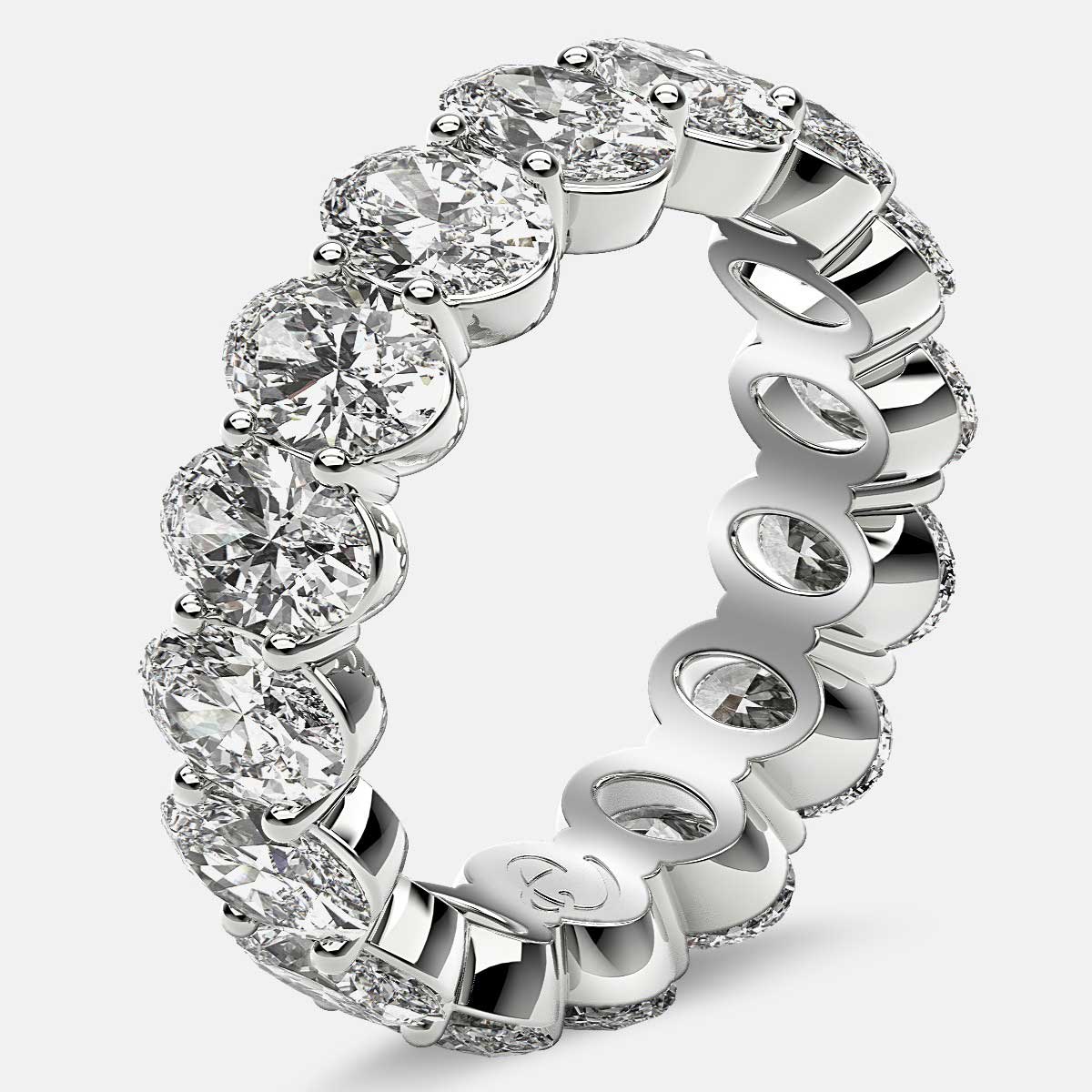 Prong Set Eternity Ring with Oval Diamonds in 18k White Gold