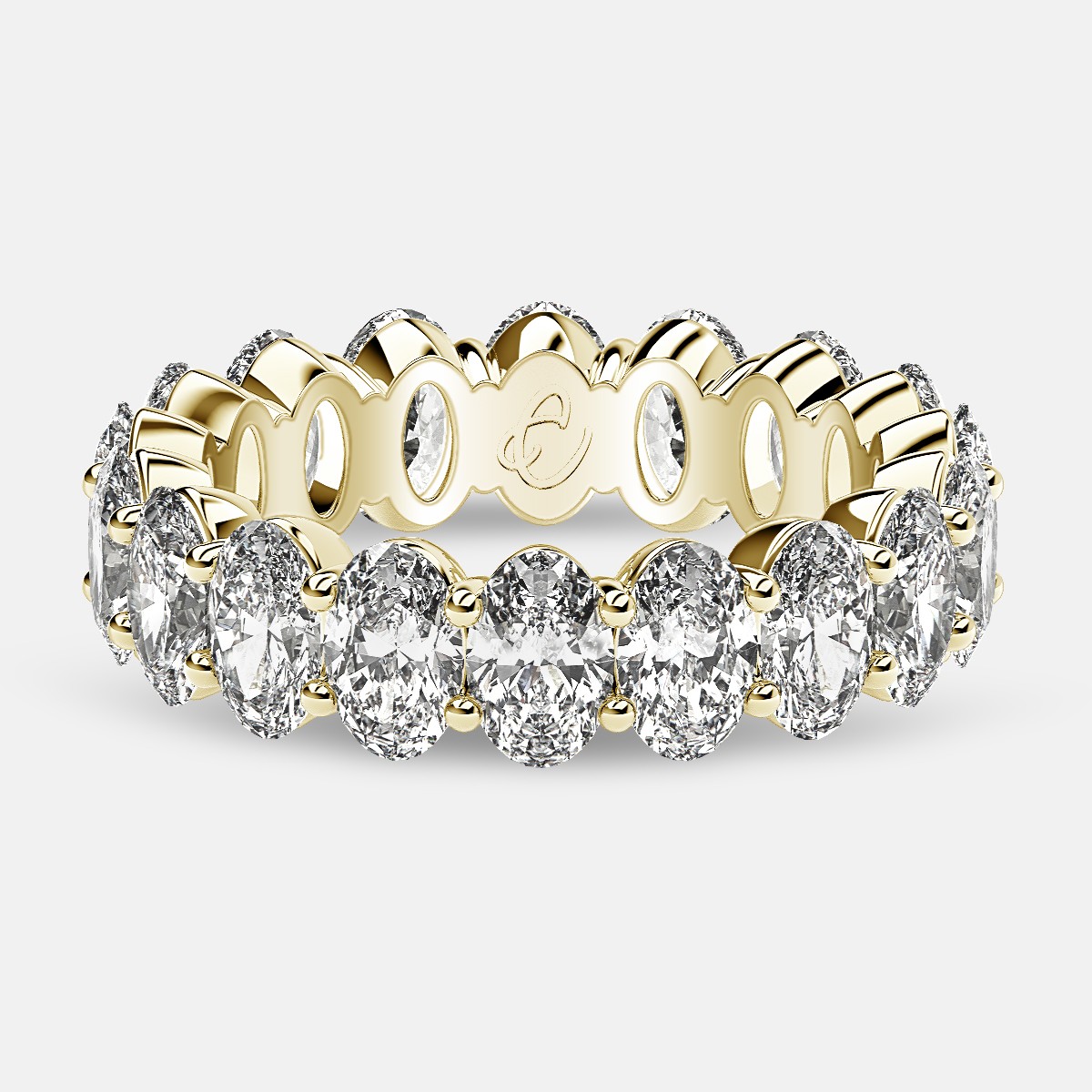 Prong Set Eternity Ring with Oval Diamonds in 18k Yellow Gold