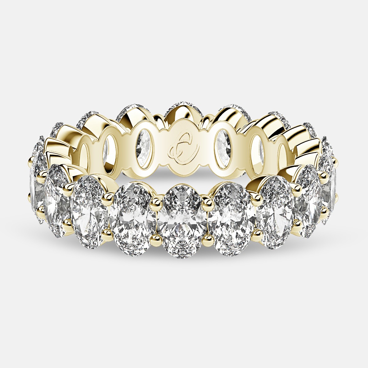 Prong Set Eternity Ring with Oval Diamonds in 18k Yellow Gold