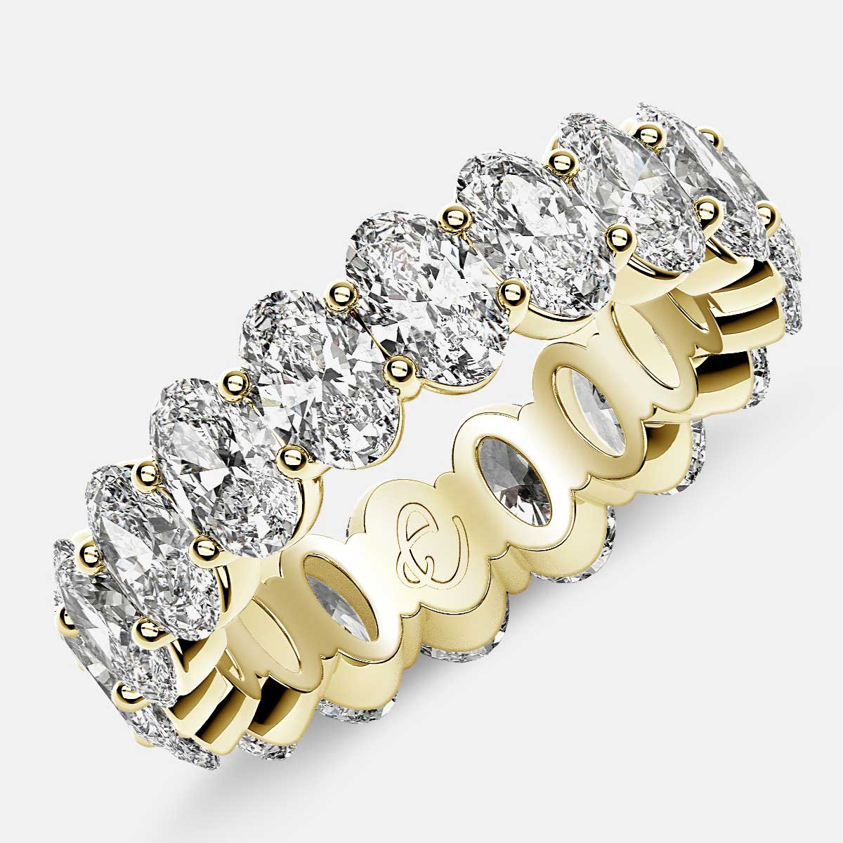 Prong Set Eternity Ring with Oval Diamonds in 18k Yellow Gold