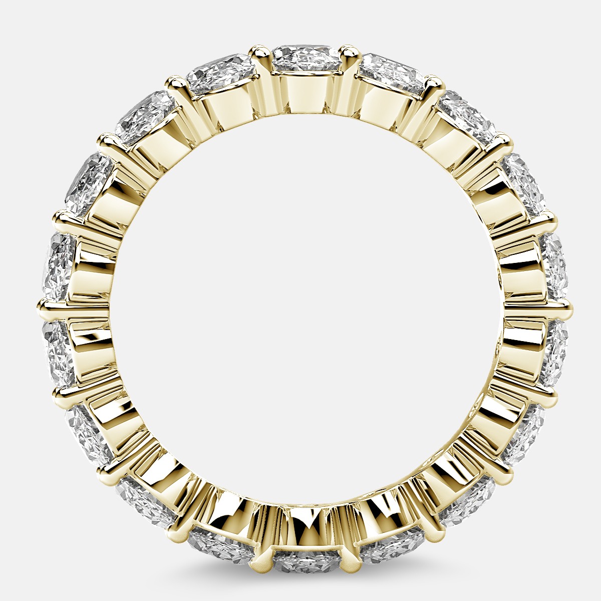 Prong Set Eternity Ring with Oval Diamonds in 18k Yellow Gold