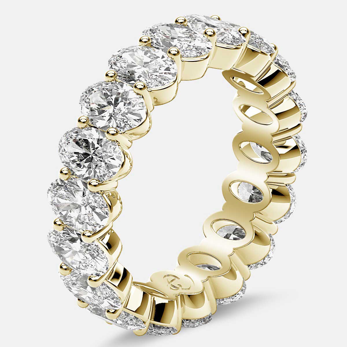 Prong Set Eternity Ring with Oval Diamonds in 18k Yellow Gold