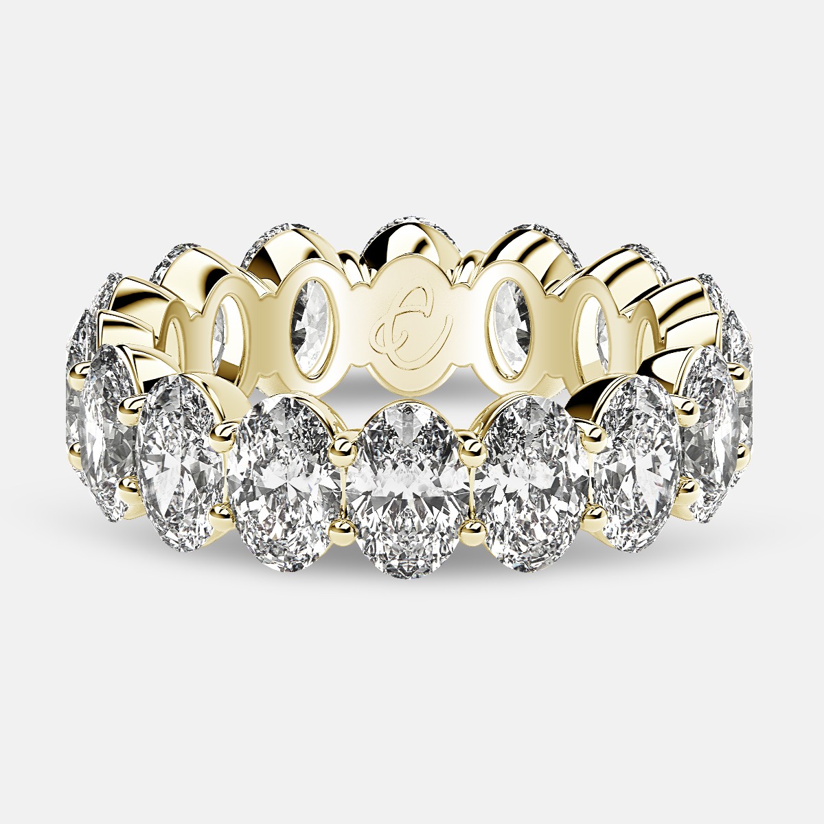 Prong Set Eternity Ring with Oval Diamonds in 18k Yellow Gold