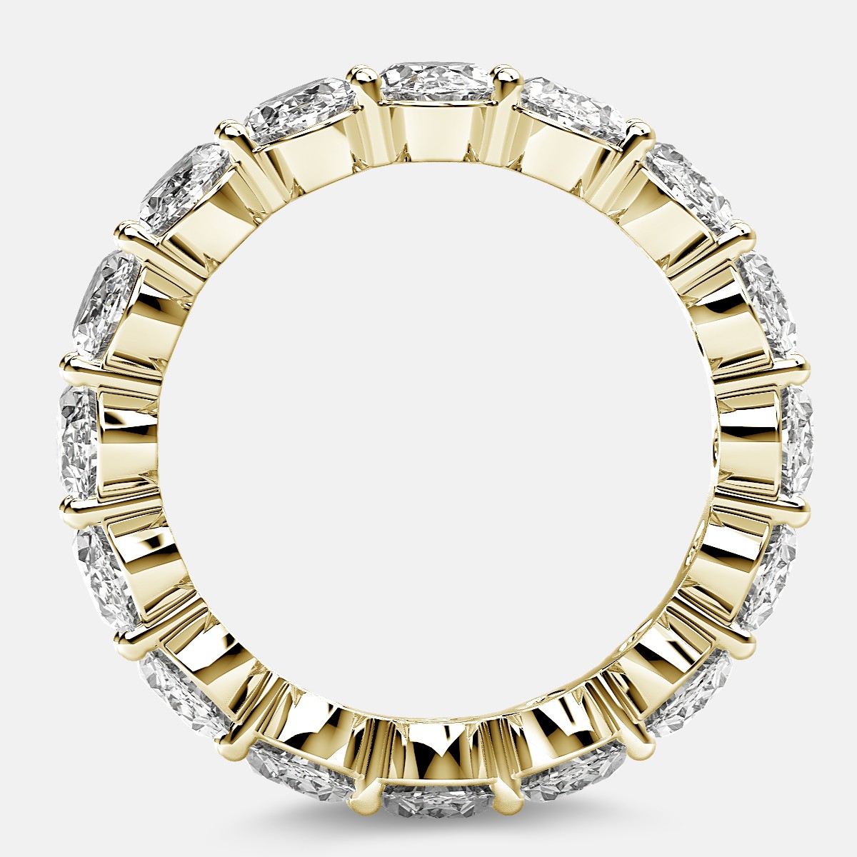 Prong Set Eternity Ring with Oval Diamonds in 18k Yellow Gold