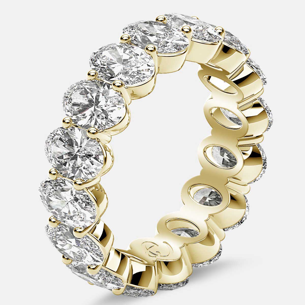Prong Set Eternity Ring with Oval Diamonds in 18k Yellow Gold