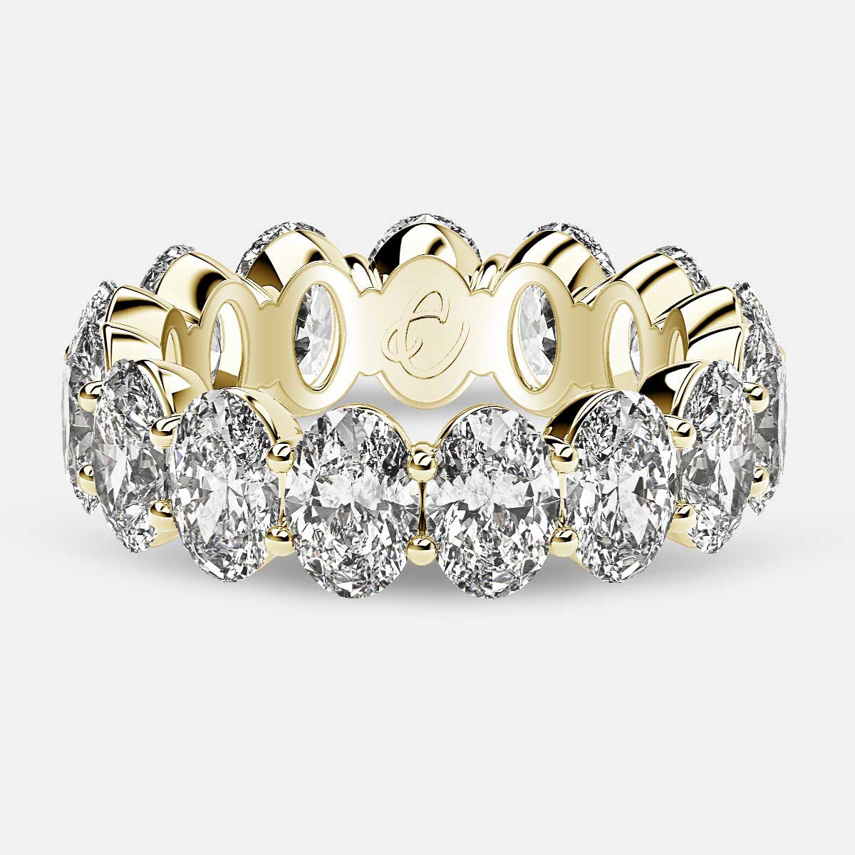 Prong Set Eternity Ring with Oval Diamonds in 18k Yellow Gold