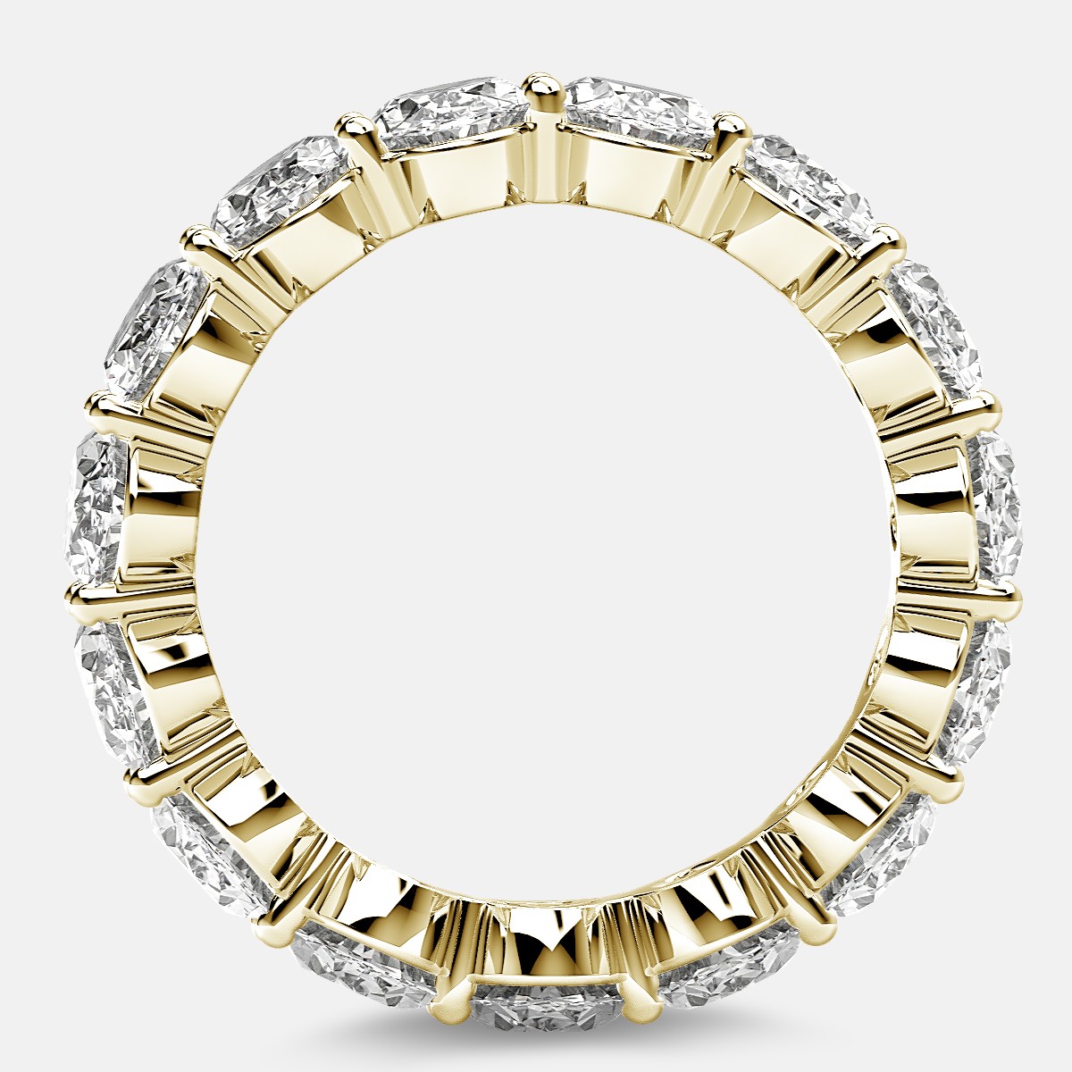 Prong Set Eternity Ring with Oval Diamonds in 18k Yellow Gold