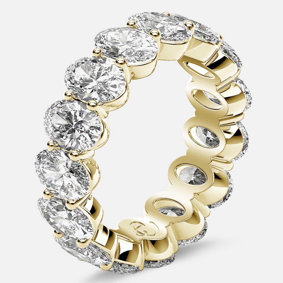 Prong Set Eternity Ring with Oval Diamonds in 18k Yellow Gold