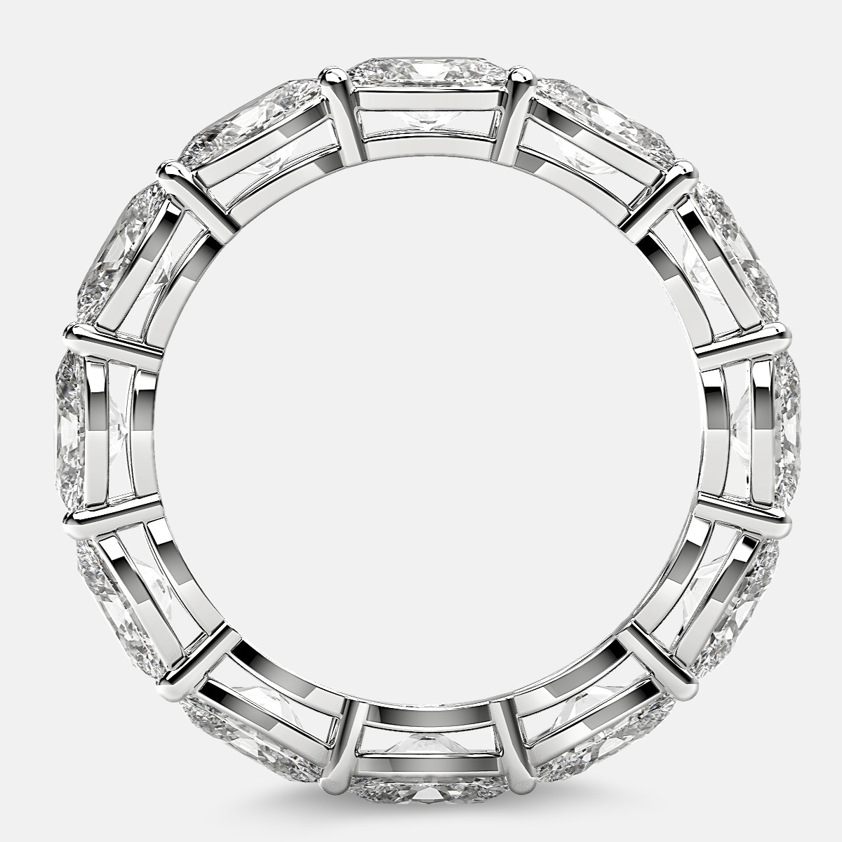 Open Gallery Eternity Ring with Oval Diamonds in Platinum