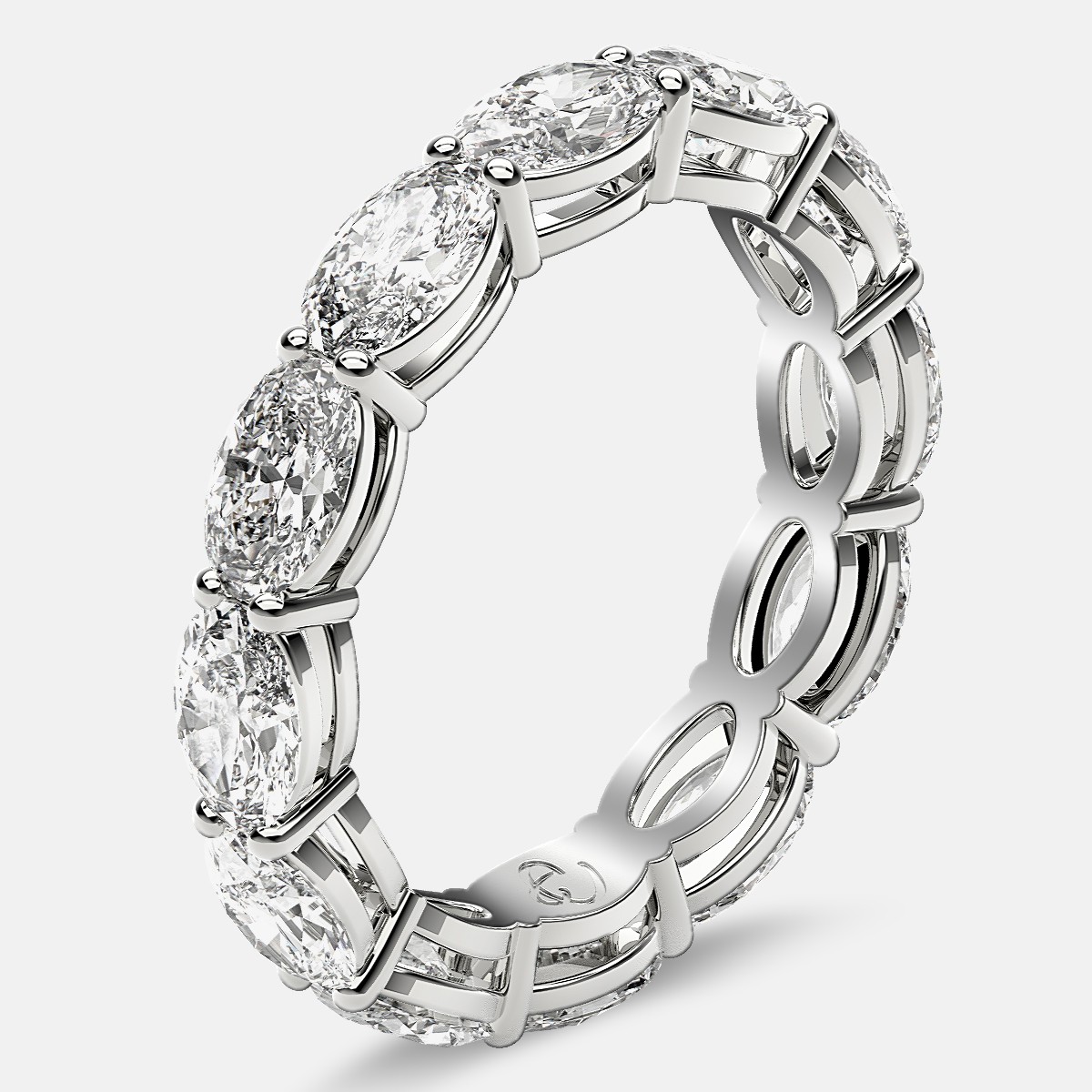 Open Gallery Eternity Ring with Oval Diamonds in Platinum