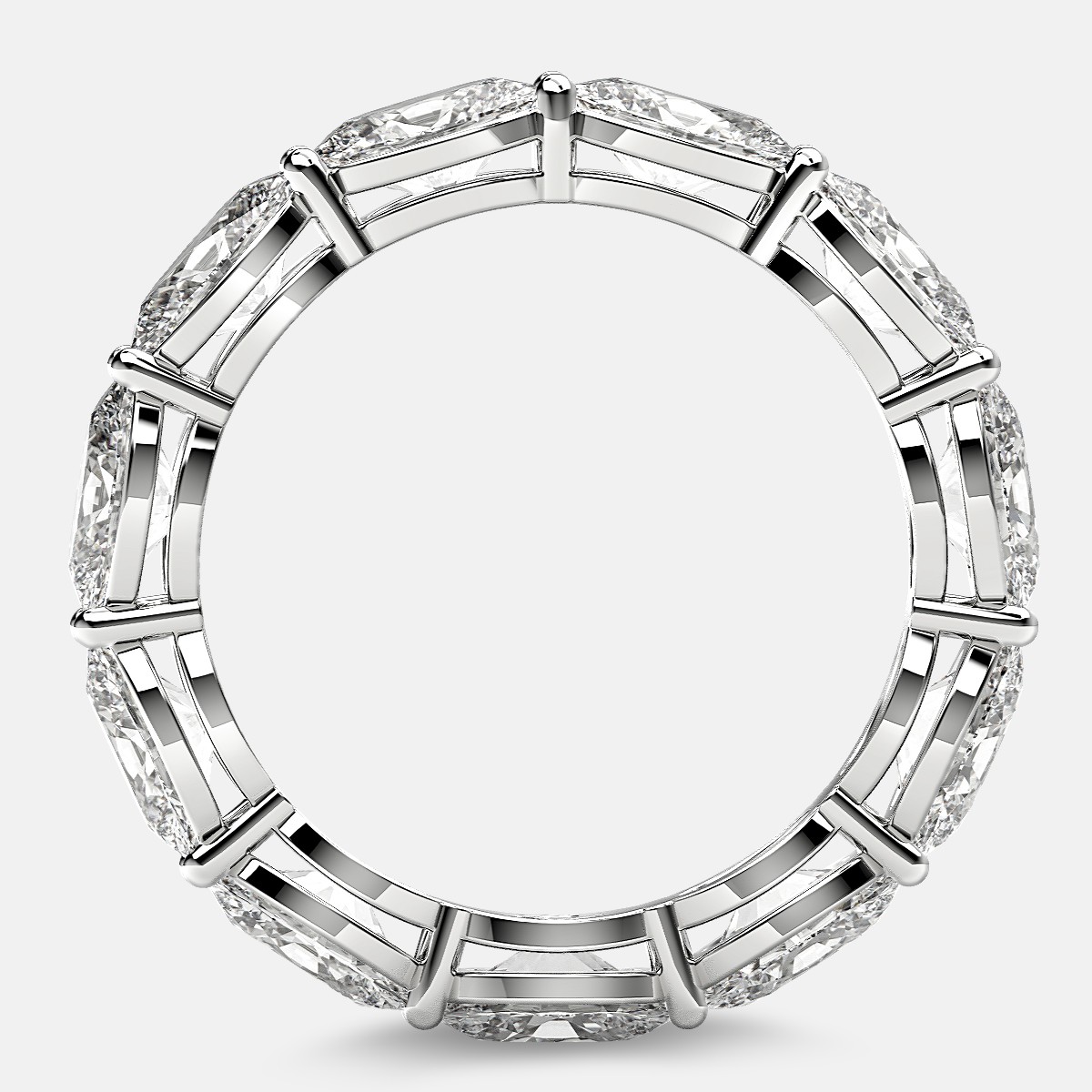 Open Gallery Eternity Ring with Oval Diamonds in Platinum