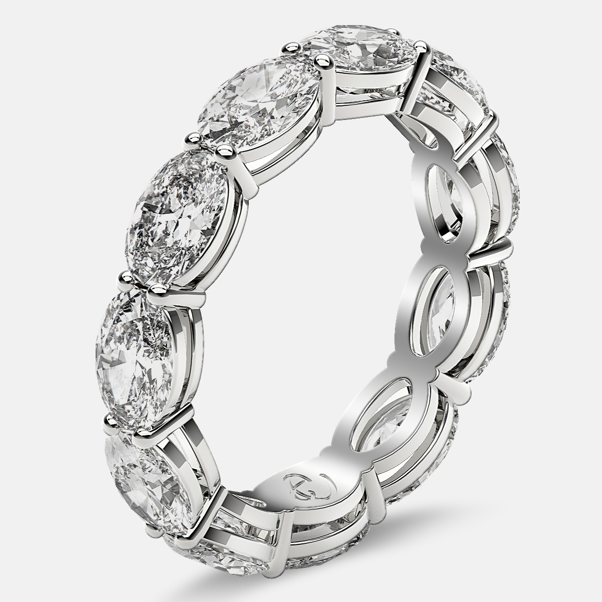 Open Gallery Eternity Ring with Oval Diamonds in Platinum