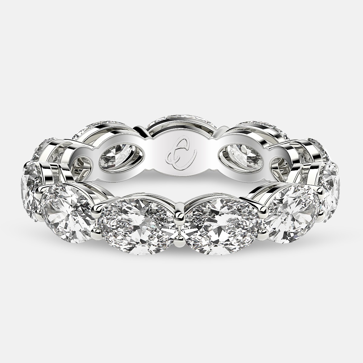 Open Gallery Eternity Ring with Oval Diamonds in Platinum